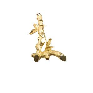 Elegant Script Letter L Brooch, Vintage Sarah Coventry Gold Tone Branch and Leav